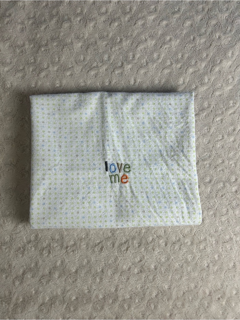 Just One You by Carter's Love Me Baby Receiving Blanket Flannel Green White Dots
